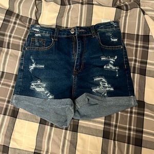 dark wash denim shorts